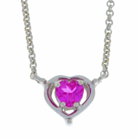 0.50 Ct Pink Sapphire Heart Pendant 0.925 Sterling Silver