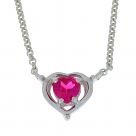 0.50 Ct Ruby Heart Pendant 0.925 Sterling Silver