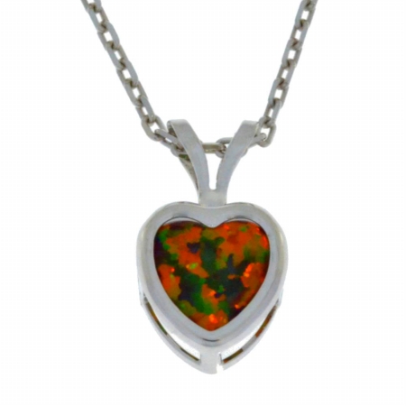 Pd-bz-hrt-blk-opal Black Opal Heart Bezel Pendant 0.925 Sterling Silver Rhodium