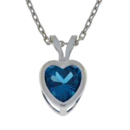 1 Ct London Blue Topaz Heart Bezel Pendant 0.925 Sterling Silver Rhodium