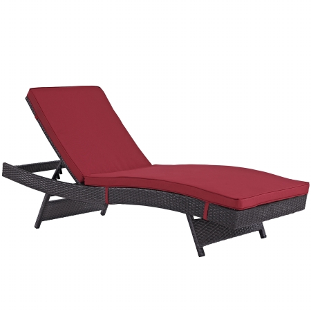 Eei-2179-exp-red Convene Outdoor Patio Chaise, Espresso & Red - 27.5 X 78.5 X 17 - 37.5 In.