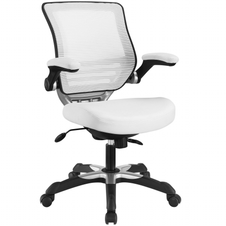 Eei-595-whi Edge Vinyl Office Chair, White - 24 X 26.5 X 38 - 42 In.