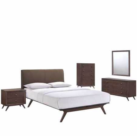 MOD-5340-CAP-BRN-SET Tracy 5 Piece Queen Bedroom Set, Cappuccino Brown - 84 x 59 x 43 in.