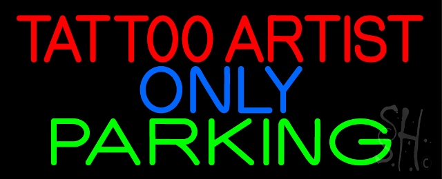 Everything Neon N105-13990 Tattoo Artist Parking Only LED Neon Sign 10 x 24 - inches