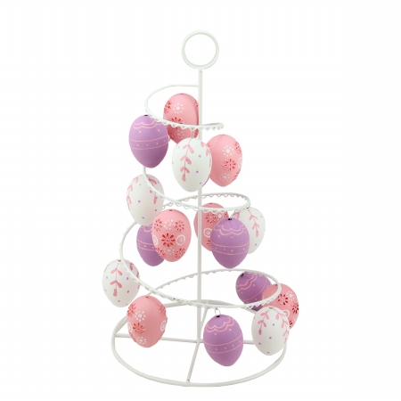 14.25 In. Pastel Pink, White & Purple Floral Cut-out Spring Easter Egg Tree