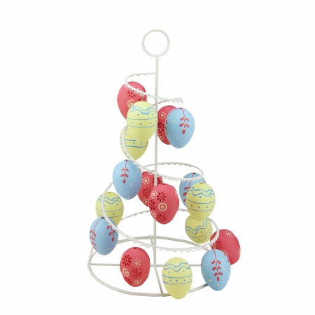 Gordon 32019842 14.25 In. Pastel Yellow, Blue & Pink Floral Cut-out Spring Easter Egg Tree