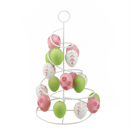 Gordon 32019844 14.25 In. Pastel Pink White & Green Floral Cut-out Spring Easter Egg Tree