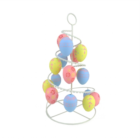 Gordon 32021259 14.25 In. Pastel Pink, Blue & Yellow Floral Cut-out Spring Easter Egg Tree