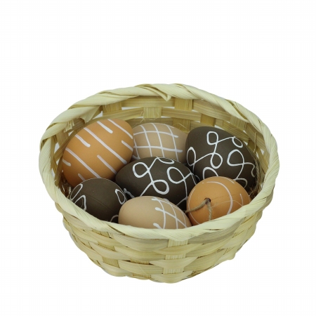 Gordon 32013085 2.25 In. Natural Tone Decorative Painted Design Spring Easter Egg Ornaments, Set Of 7