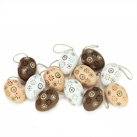 Gordon 32013080 2.25 In. Natural Tone Floral Cut-out Spring Easter Egg Ornaments, Set Of 12