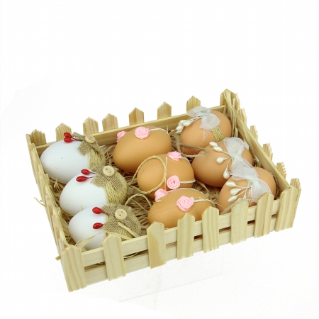Gordon 32019853 2.25 In. White & Natural Colored Jute Burlap Spring Easter Egg Ornaments, Set Of 9