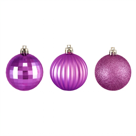 2.5 In. 60 Mm Purple Passion Shatterproof Christmas Ball Ornaments, 100 Count