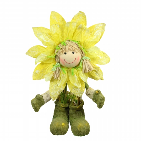 Gordon 31812487 29 In. Green & Yellow Spring Floral Standing Sunflower Girl Decorative Figure