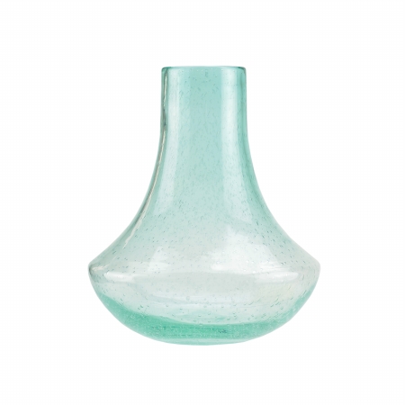 Gordon 32019862 11.5 In. Light Blue Inverted Mushroom Shaped Hand Blown Bubble Glass Vase