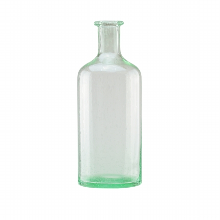 Gordon 32019795 15 In. Bottle Inspired Transparent Spring Green Hand Blown Bubble Glass Vase