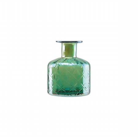 Gordon 32002811 7.5 In. Lustrous Forest Green Diamond Patterned Hand Blown Glass Vase
