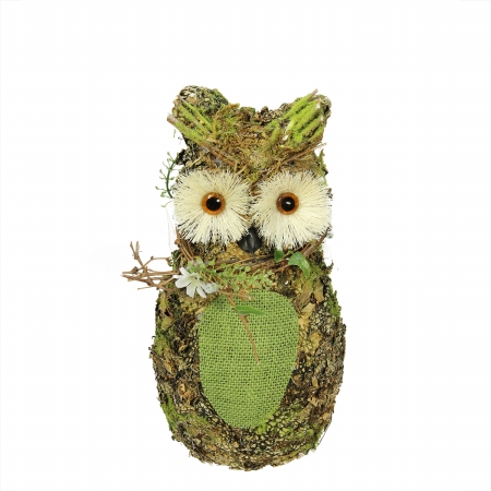 Gordon 31812463 11 In. Brown & Green Decorative Owl Spring Table Top Figure