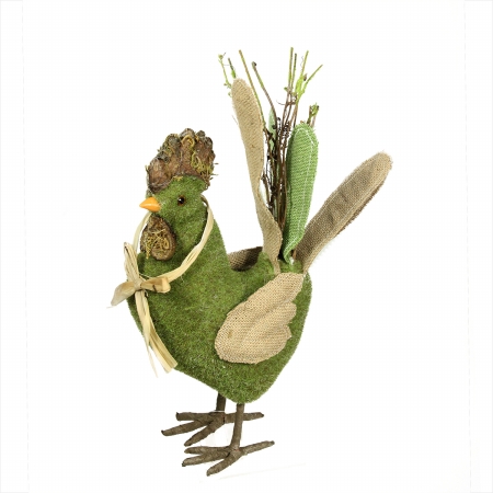 Gordon 31812485 15 In. Green & Brown Decorative Standing Chicken Spring Table Top Figure