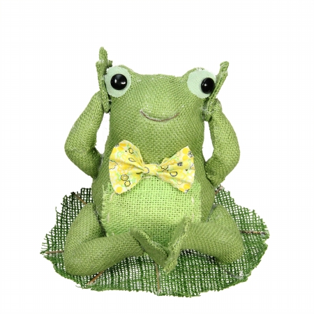 Gordon 31812460 7.5 In. Green Yellow & White Decorative Sitting Frog Spring Table Top Decoration