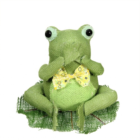 Gordon 31812459 7.5 In. Green Yellow & White Decorative Sitting Frog Spring Table Top Decoration