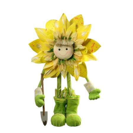 Gordon 31812653 20.5 In. Green & Yellow Spring Floral Standing Sunflower Decorative Figure