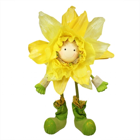 Gordon 31812486 47 In. Yellow & Green Spring Floral Standing Sunflower Girl Decorative Figure