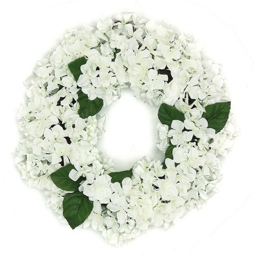 Gordon 32011343 22 In. Decorative Cream & Green Artificial Floral Hydrangea Wreath Unlit