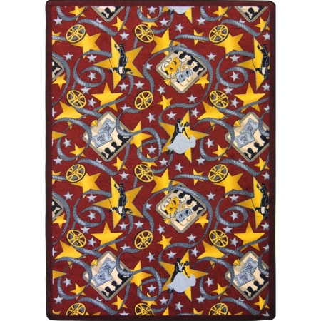 1484b-04 Any Day Matinee Silver Screen Rectangle Theater Area Rugs, 04 Burgundy - 3 Ft. 10 In. X 5 Ft. 4 In.