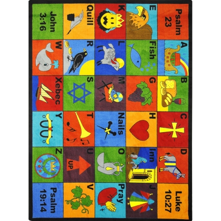 Kid Essentials Bible Phonics Rectangle Inspirational Area Rugs, Multi Color - 3 Ft. 10 In. X 5 Ft. 4 In.