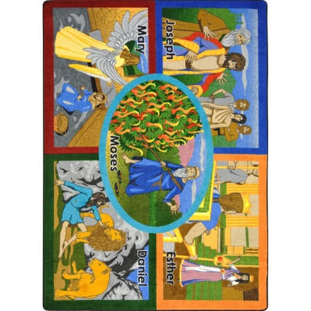 Kid Essentials Bible Stories Rectangle Inspirational Area Rugs, Multi Color - 5 Ft. 4 In. X 7 Ft. 8 In.