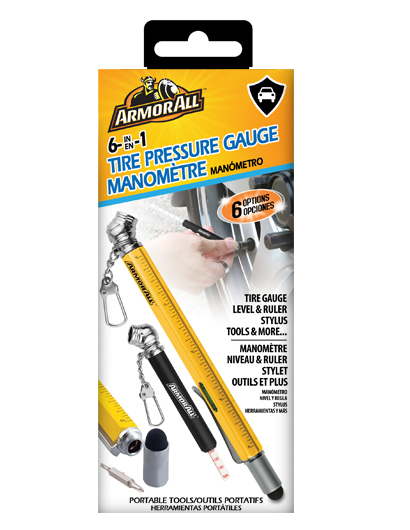 Armor All Atg4-1003-yel 6 In 1 Tire Pressure Guage Stylus Tools, Yellow