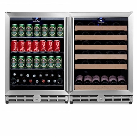 Kings Bottle Kbu-50combo-bw2 160 Cans & 46 Bottles Beverage & 2 - Zone Wine Combo Refrigerator