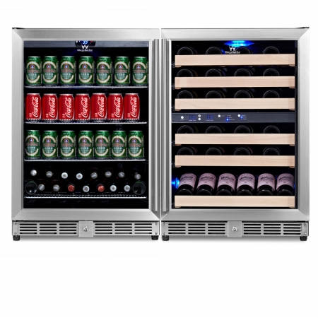 Kings Bottle Kbu-50combo-bw3 160 Cans & 46 Bottles Beverage & 3 - Zone Wine Combo Refrigerator