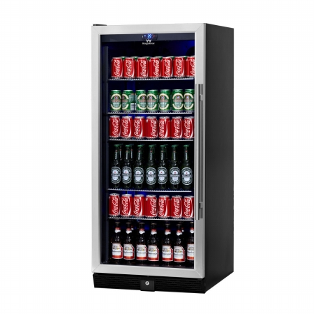 Kings Bottle Kbu-100b-ss-lhh 300 Cans Beverage Cooler, Glass Door With Stainless Trim