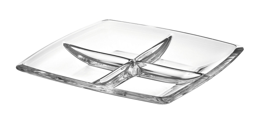 E63236 11 X 11 In. Glass & 4 Part Dish, Clear