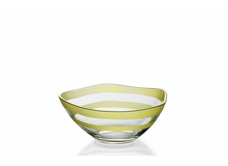 E61348-d 6.3 In. Nuvole Glass Individual Bowl Hand Painted, Green