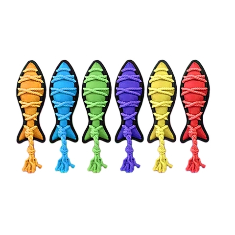 784369434378 11 In. Crossropes Fish Rope Toys, Assorted