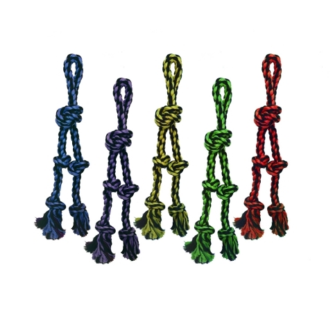 784369295221 20 In. Nuts For Knots Rope Tug With 2 Danglers Toys, Assorted