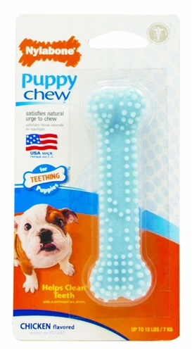 18214832393 Puppy Chew Teething Soft Bone Chicken Petite, Blue