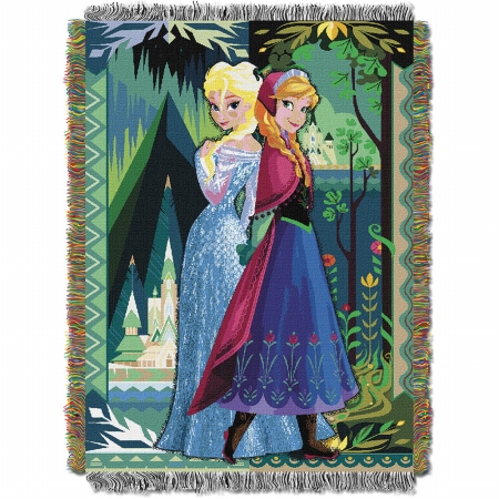 1dfz-05100-0006-ret Disney Frozen Two Worlds One Heart Woven Tapestry Throw, 48 X 60 In.