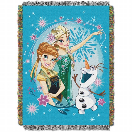 1dfz-05100-0007-ret Disney Frozen Fever Woven Tapestry Throw, 48 X 60 In.