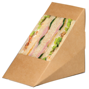 Kraft Sandwich Wedge Box With Window - 4.8 X 1.0 X 4.8 In.