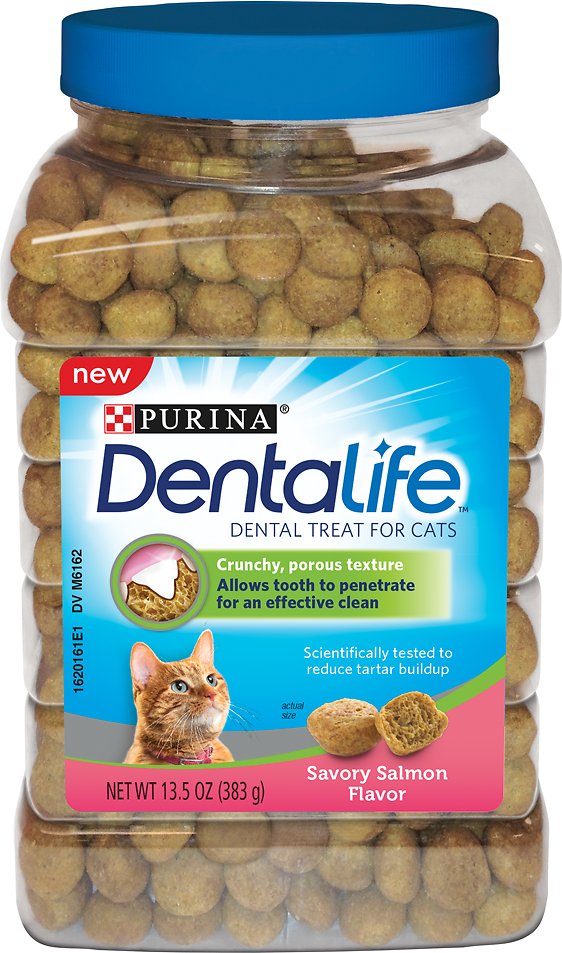 178289 13.5 Oz Dentalife Savory Salmon Flavor Dental Cat Treats, Case Of 3