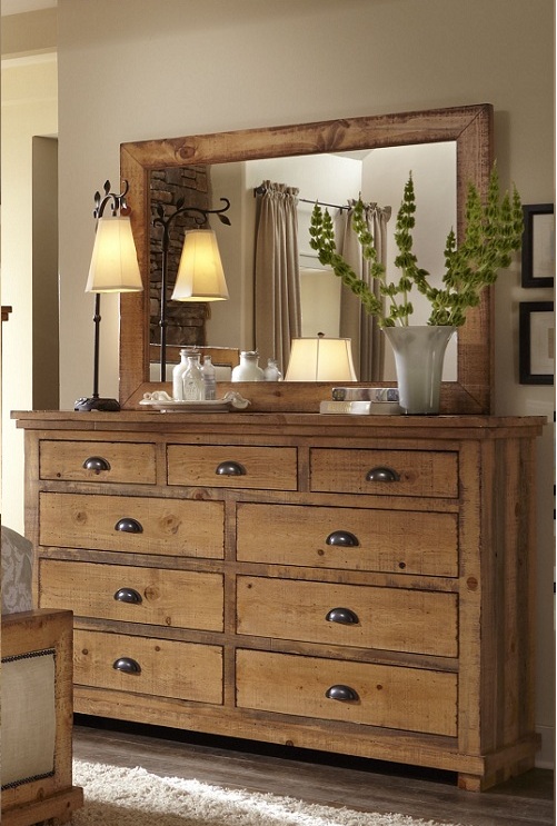 P608-23-50 Willow Casual Drawer Dresser & Mirror - 79 X 64 X 18 In.