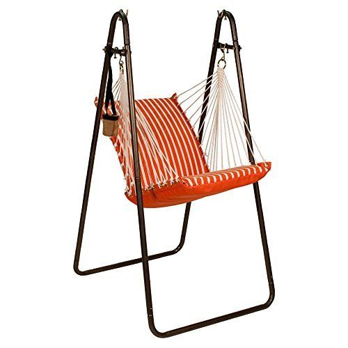 1525s188185br Sunbrella Hanging Chair With Stand Set, Orange - Melon