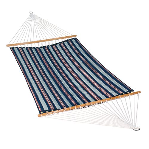2789w194197 13 Ft. Quilted Fabric Hammock, Blue - Kingston Stripe Arbor & Arbor Blue Solid