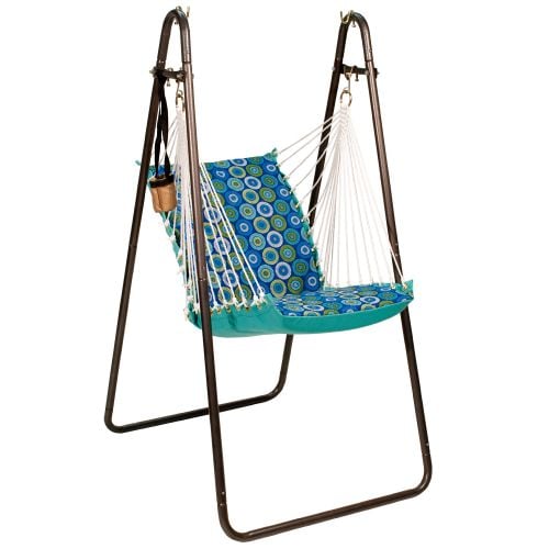 1525195196br Hanging Chair With Stand Set, Blue - Jax Lagoon & Lagoon Solid