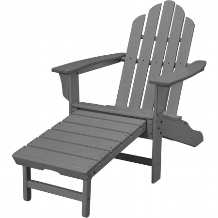 Hvlna15gy Attached Ottoman All-weather Adirondack Chair, Grey