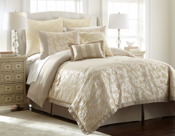 UPC 645470168432 product image for Pacific Coast Textiles 38EBJQCF-KRN-KG 8 Piece Jacquard Comforter Set Karan - Ki | upcitemdb.com
