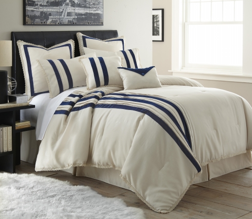 UPC 645470168470 product image for Pacific Coast Textiles 38EBJQCF-MCR-KG 8 Piece Pleated Comforter Set Marseille - | upcitemdb.com